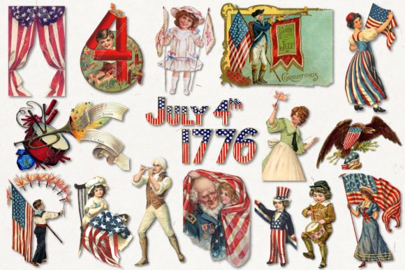 Download July 4 Independence Day Vintage Clipart - Vintage clipart Collection