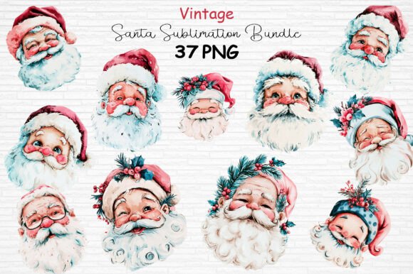 Download Vintage Santa Sublimation Bundle PNG - Vintage Collection