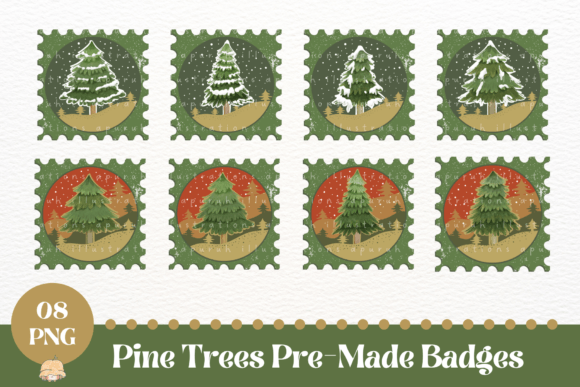 Download Retro Vintage Pine Tree Stamp Clipart - Vintage Collection