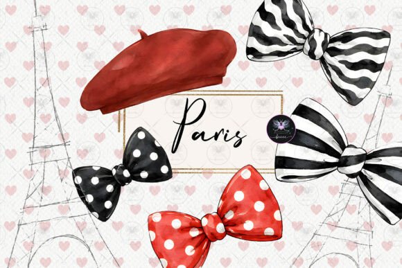Download Paris Bow Clipart Watercolor - Paris Collection