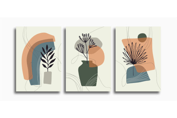 Download Bohemian Line Art with Pottery Palm Leaf - Bohemian Collection