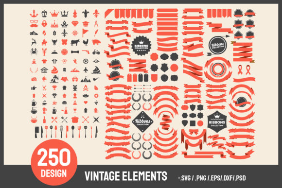 Download 250 DESIGN Vintage Elements. - Vintage Collection