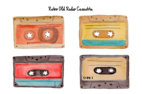 Download Vintage Old Retro Cassette Watercolor - Vintage Collection