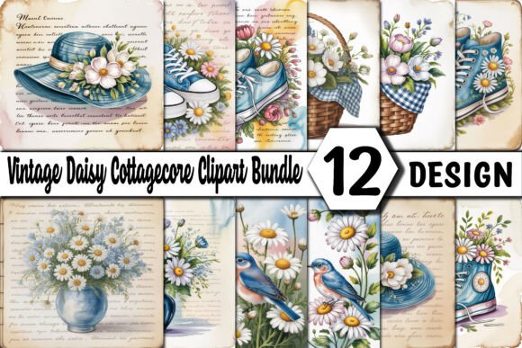 Download Vintage Daisy Cottagecore Clipart Bundle - Vintage Collection