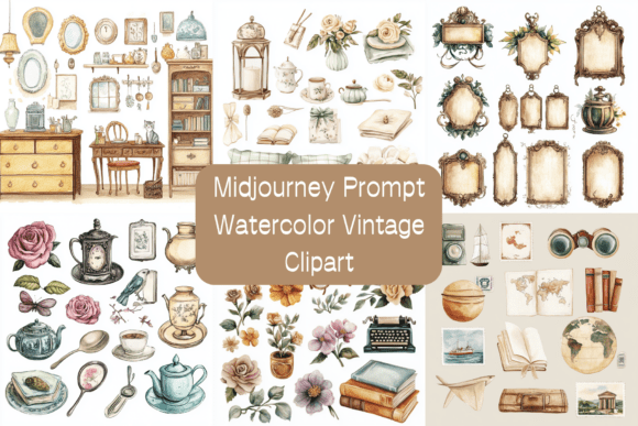 Download Prompt for Watercolor Vintage Clipart - Vintage clipart Collection