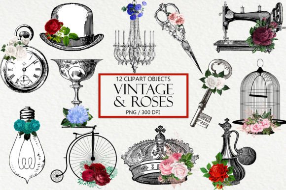 Download Vintage Objects and Roses - Vintage Collection