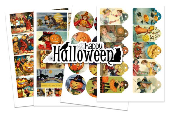 Download Vintage Victorian Halloween Collages - Vintage Collection