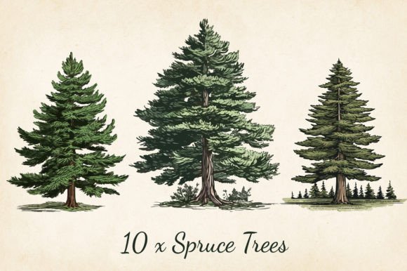 Download Vintage Pine Trees, SVG, PNG, EPS - Vintage Collection
