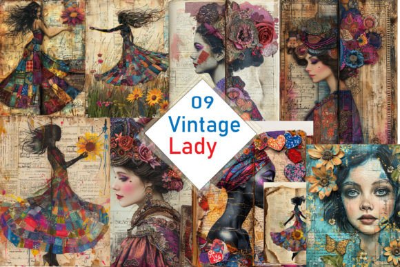 Download 9 Vintage Lady Art Prints - Vintage Collection