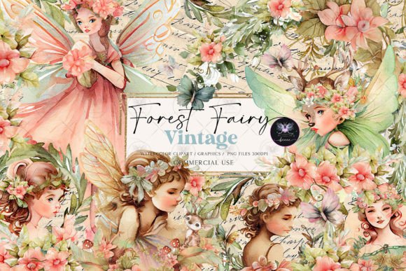 Download Fairy Forest Vintage Clipart - Premium Bundle