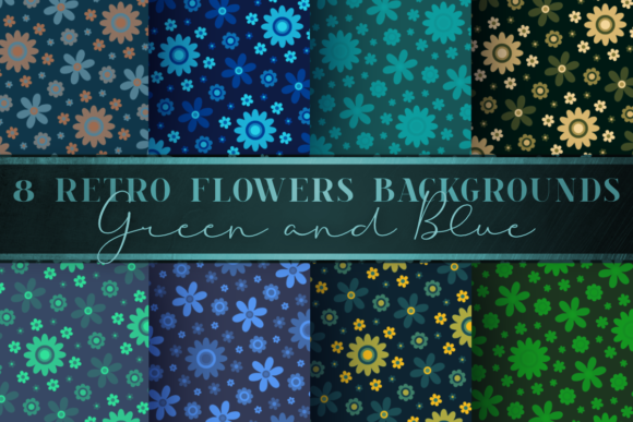 Download Green Teal Vintage Floral Digital Papers - Vintage Collection