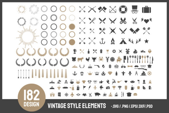 Download 182 DESIGN Vintage Elements. - Vintage Collection