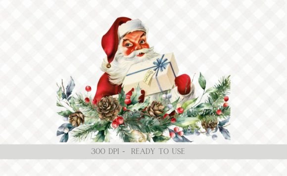 Download Christmas Vintage Santa Wreath PNG - Vintage Collection