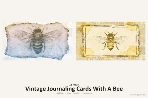 Download Vintage Journaling Cards with a Bee - Vintage Collection