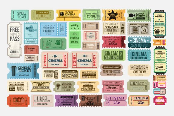Download Vintage Tickets, Retro Movie, Cinema - Vintage Collection