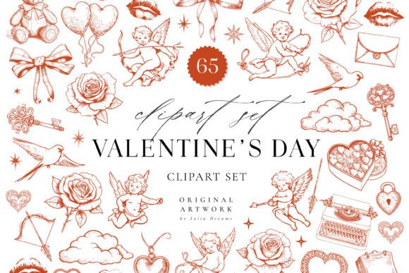 Download Valentines Day Clipart Vintage Elements - Vintage Collection