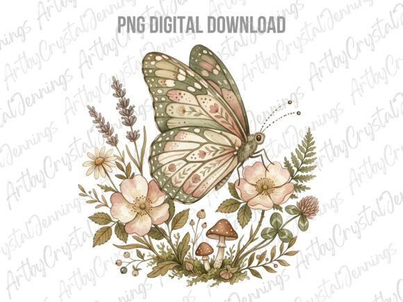 Download Vintage Watercolor Butterfly &amp; Floral PN - Vintage Collection
