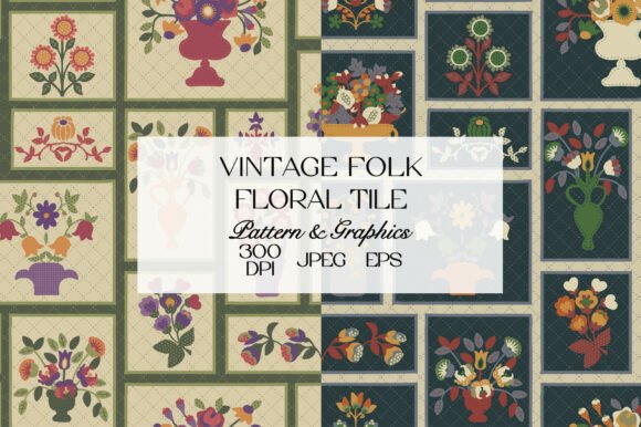 Download Vintage Folk Floral Tile Pattern Bundle - Vintage Collection