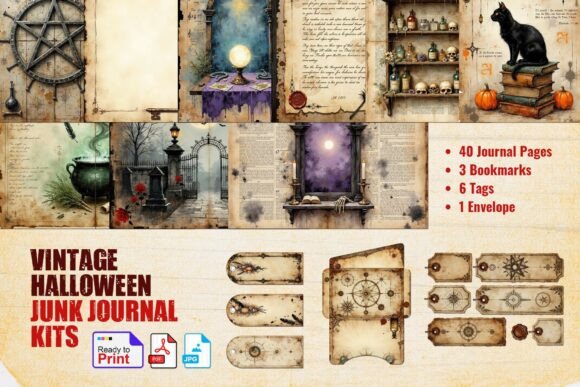 Download Vintage Halloween Junk Journal Kit - Vintage Collection